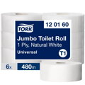 Toaletný papier 1-vrstv. TORK Jumbo 26 cm, návin 480 m, sivý T1 (6 ks)