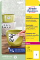 Etikety polyesterové veľmi odolné 210x297mm Avery A4 biele odnímateľné 20 hárkov