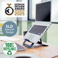 Stojan na notebook nastaviteľný Leitz Ergo hliníkový ultra plochý nastaviteľný, zamatový šedý