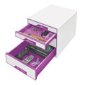 Zásuvkový box Leitz WOW so 4 zásuvkami purpurový