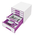 Zásuvkový box Leitz WOW s 5 zásuvkami purpurový