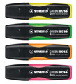 Sada zvýrazňovačov STABILO GREEN BOSS 4 ks zelená, ružová, oranžová, žltá
