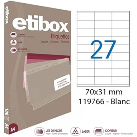 Etikety univerzálne 70x31mm Etibox A4 100 hárkov
