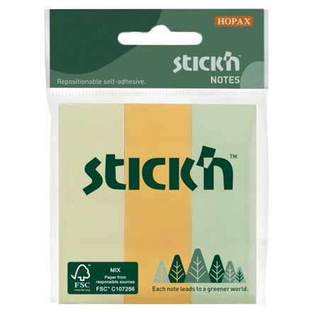 Samolepiaci bloček 76x25mm mix pastelových farieb 3x50 lístkov