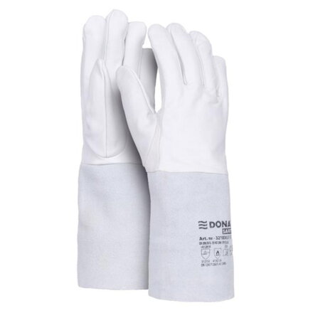 Rukavice ochranné celokoženné DONAU SAFETY zváracie TIG bielo-šedé veľ. 10/XL