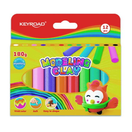 Plastelína KEYROAD 12 ks neónová blister mix farieb
