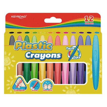 Voskové pastelky KEYROAD Twin Tips trojhranné mix farieb