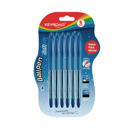Guľôčkové pero KEYROAD Soft Jet 0,7mm 6 ks blister modré