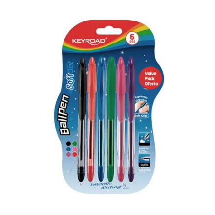 Guľôčkové pero KEYROAD Soft Jet 0,7 mm 6 ks blister mix farieb