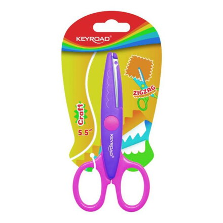 Detské nožnice KEYROAD cik-cak blister mix farieb