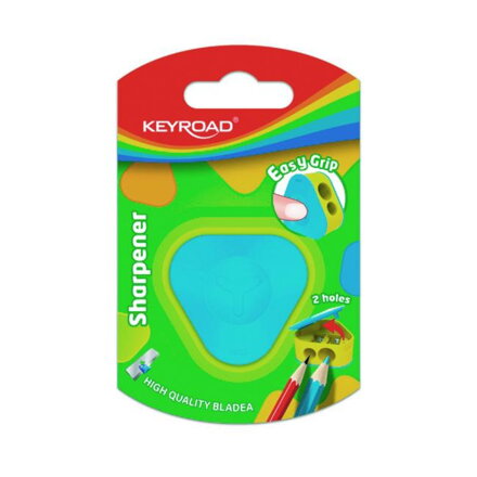 Strúhadlo KEYROAD plastové s dvomi otvorm blister mix farieb