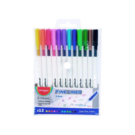 Sada linerov KEYROAD Fine 0,4 mm, 12 ks mix farieb