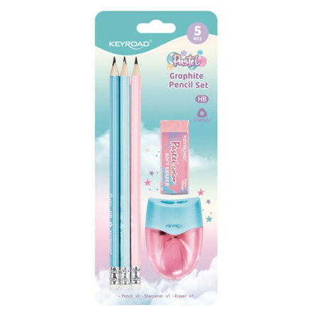 Súprava školských pomôcok KEYROAD Pastel, blister 5ks mix farieb