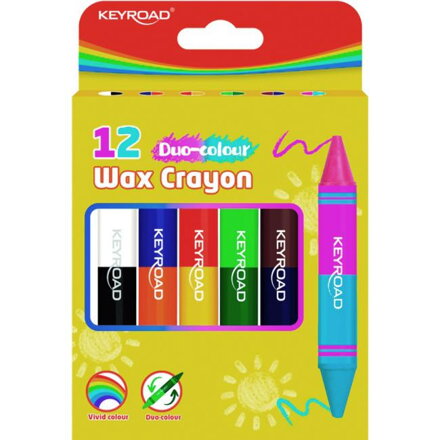 Voskové pastelky KEYROAD Duo 6ks/12 farieb