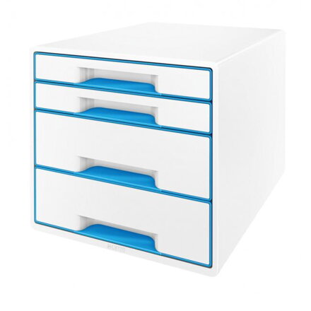 Zásuvkový box Leitz WOW so 4 zásuvkami modrý
