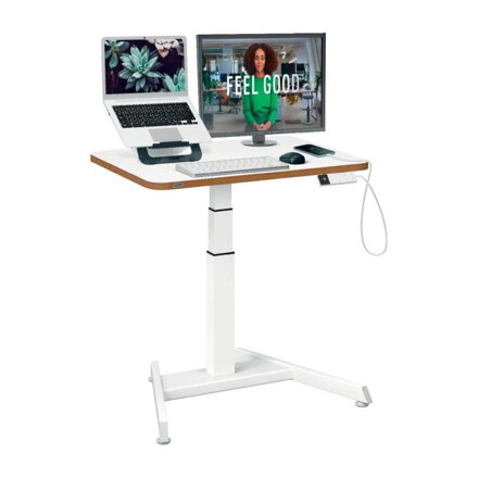 Stôl na sedenie/státie elektrický s kompaktnou doskou, biely