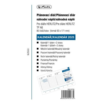 Náhradná náplň do diára TP A6 2024 týždenná