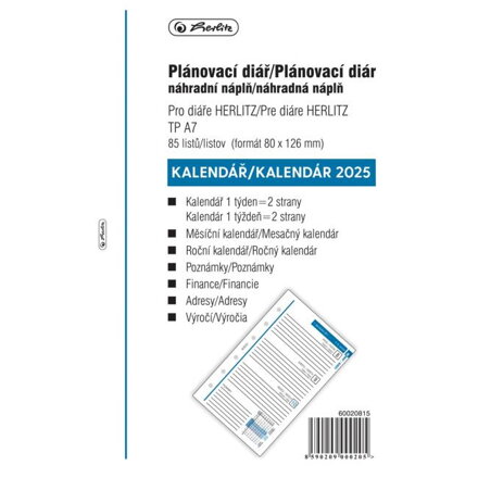 Náhradná náplň do diára TP A7 2024 týždenná