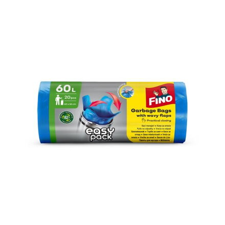 Vrecia zaväzovacie FINO Easy pack 60 ℓ, 18 mic., 60 x 66 cm, modré (20 ks)