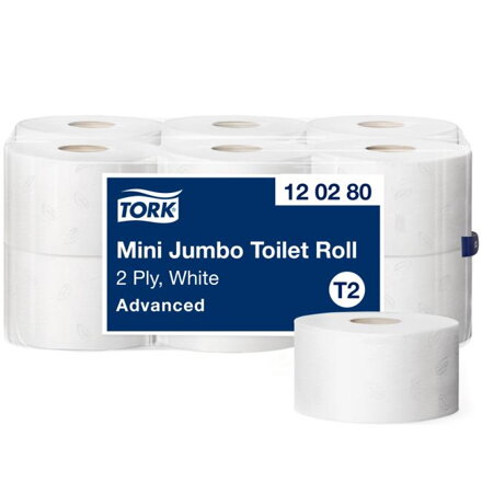 Toaletný papier 2-vrstv. TORK Mini Jumbo 18,8 cm, návin 170 m, biely T2 (12 ks)