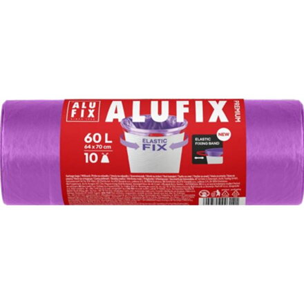 Vrecia na odpad zaťahovacie Elastic FIX LDPE 64x70cm 60 ℓ/10pcs fialové