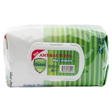 Antibakteriálne vlhčené utierky Fresh Detox Pine na ruky a povrchy (120 ks)