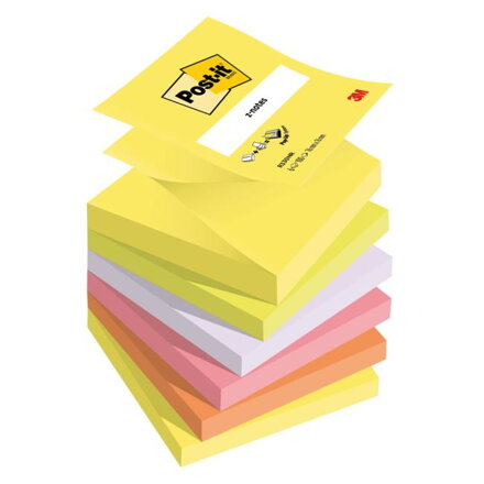 Z-bloček Post-it 76x76 neónové farby, 6 bločkov po 100 lístkov