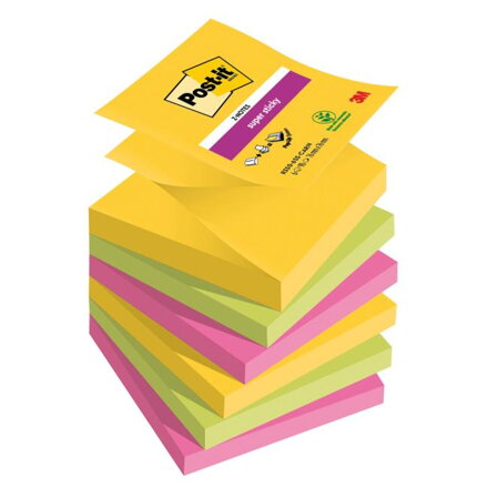 Z-bločky Post-it Super Sticky CARNIVAL, veľkosť 76x76 mm, 6 bločkov po 90 lístkov