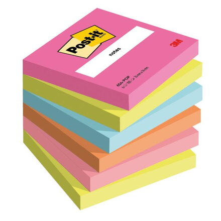 Bločky Post-it Super Sticky Poptimistic 76x76mm, 6 bločkov po 100 lístkov