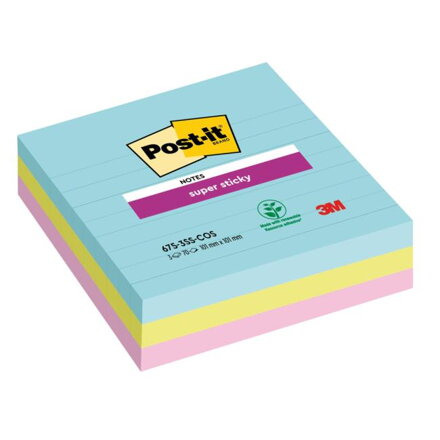 Bloček Post-it Super Sticky COSMIC, veľkosť 101x101 mm, 3 bločky po 70 lístkov