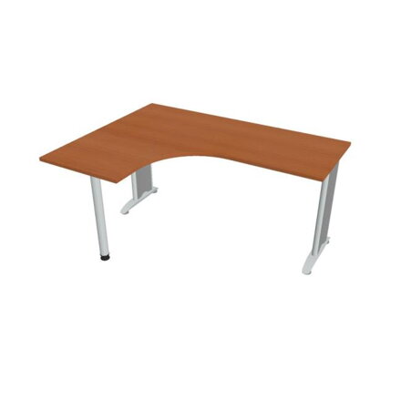 Pracovný stôl Flex, ergo, pravý, 160x75,5x120 (60x60) cm, čerešňa/kov