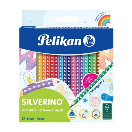 Farbičky Pelikan Silverino trojhranné tenké 24ks