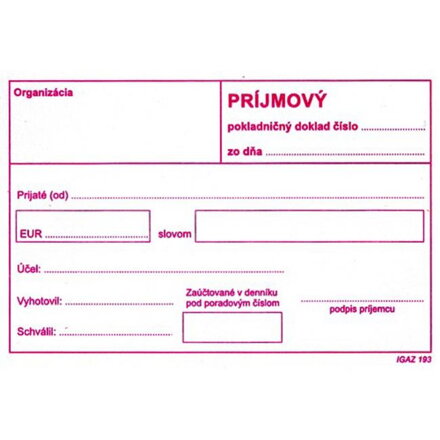 Príjmový pokladničný doklad bez DPH, A6