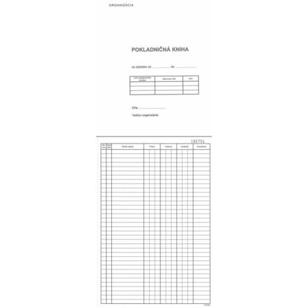 Pokladničná kniha, A4, číslovaná priepisová, 50x2 listy, samoprepis