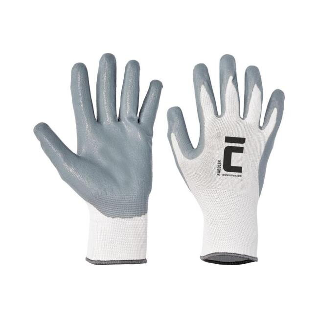 Rukavice nylon/úplet/nitril BABBLER, sivé/biele, veľ. 10/XL Rukavice nylon/úplet/nitril BABBLER, sivé/biele, veľ. 10/XL