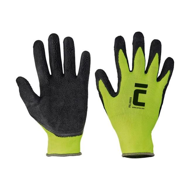 Rukavice nylonové, latexové PALAWAN, čierno/zelené, veľ. 9/L Rukavice nylonové, latexové PALAWAN, čierno/zelené, veľ. 9/L