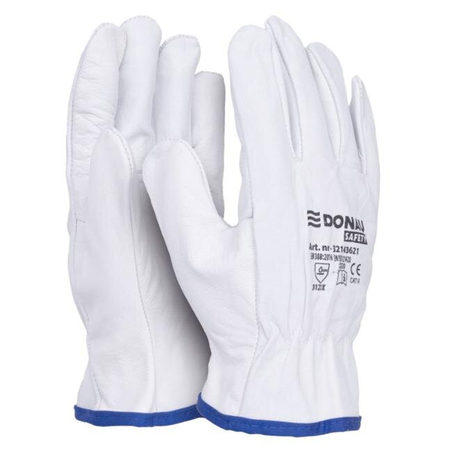 Rukavice pracovné celokoženné DONAU SAFETY biele veľ. 10/XL