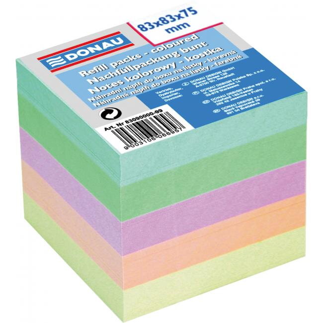 Bloček kocka nelepená 83x83x75mm pastelové farby Bloček kocka nelepená 83x83x75mm pastelové farby