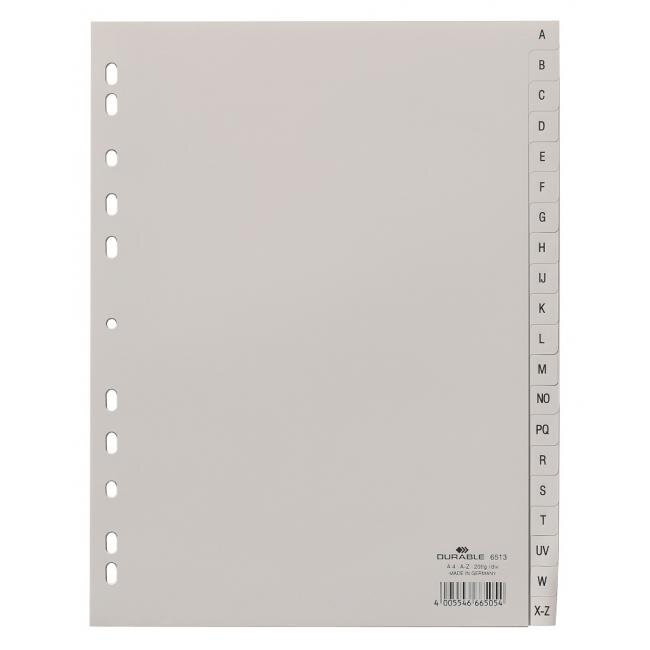 Plastový rozraďovač DURABLE A-Z sivý Plastový rozraďovač DURABLE A-Z sivý
