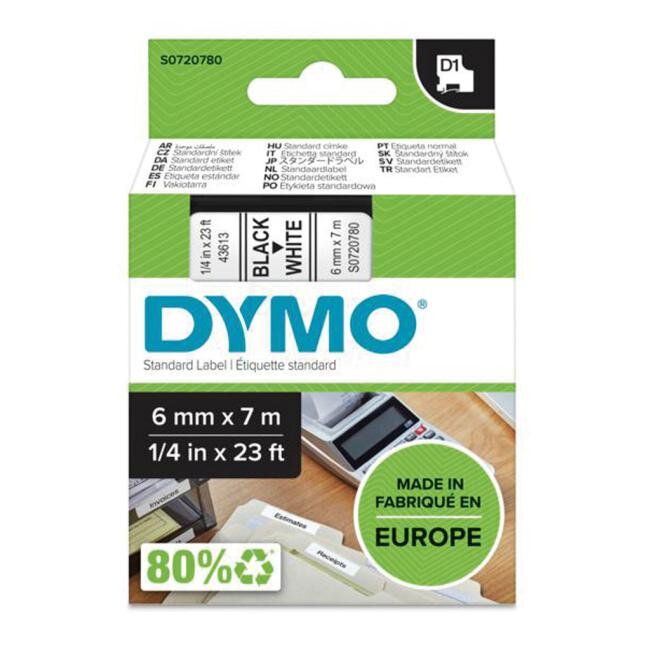 Samolepiaca páska Dymo D1 6 mm biela/čierna Samolepiaca páska Dymo D1 6 mm biela/čierna