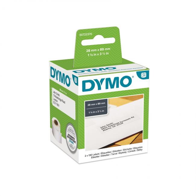 Samolepiace etikety Dymo LW 89x28mm adresné biele 260ks Samolepiace etikety Dymo LW 89x28mm adresné biele 260ks