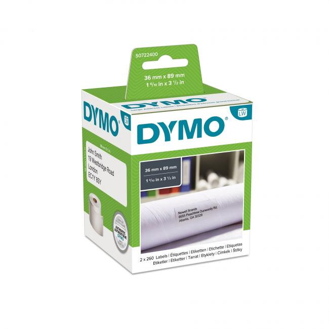 Samolepiace etikety Dymo LW 89x36mm adresné veľké biele 520ks Samolepiace etikety Dymo LW 89x36mm adresné veľké biele 520ks