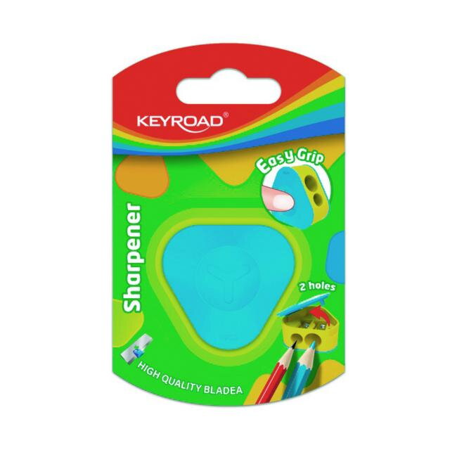 Strúhadlo KEYROAD plastové s dvomi otvorm blister mix farieb Strúhadlo KEYROAD plastové s dvomi otvorm blister mix farieb