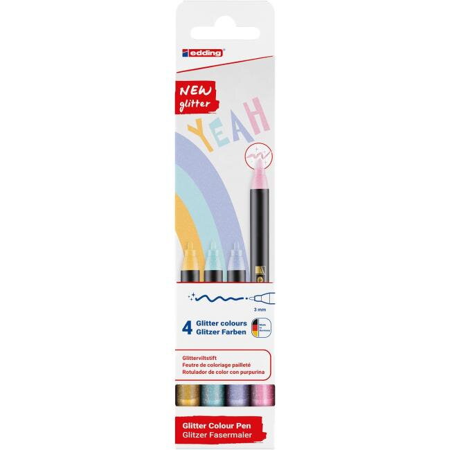 Sada popisovačov edding 1200/4S glitter, pastelové farby Sada popisovačov edding 1200/4S glitter, pastelové farby