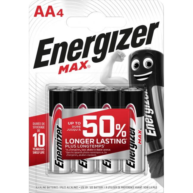 Batéria alkalická Energizer Max 1,5 V, typ AA,4 ks Batéria alkalická Energizer Max 1,5 V, typ AA,4 ks