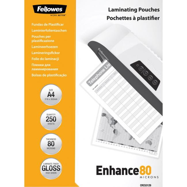 Laminovacie fólie Fellowes 216x303 80mic 250ks Laminovacie fólie Fellowes 216x303 80mic 250ks