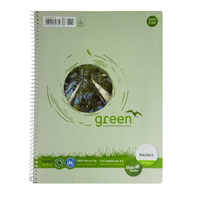Blok College Format Werk Ursus Green A4 80 listov štvorčekový 60g recyklovaný Blok College Format Werk Ursus Green A4 80 listov štvorčekový 60g recyklovaný
