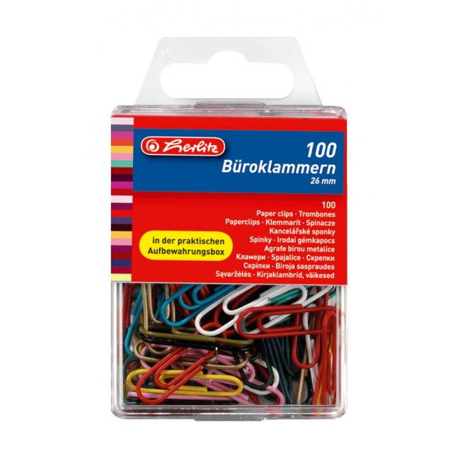 Spisové spony Herlitz 26mm 100ks farebné Spisové spony Herlitz 26mm 100ks farebné