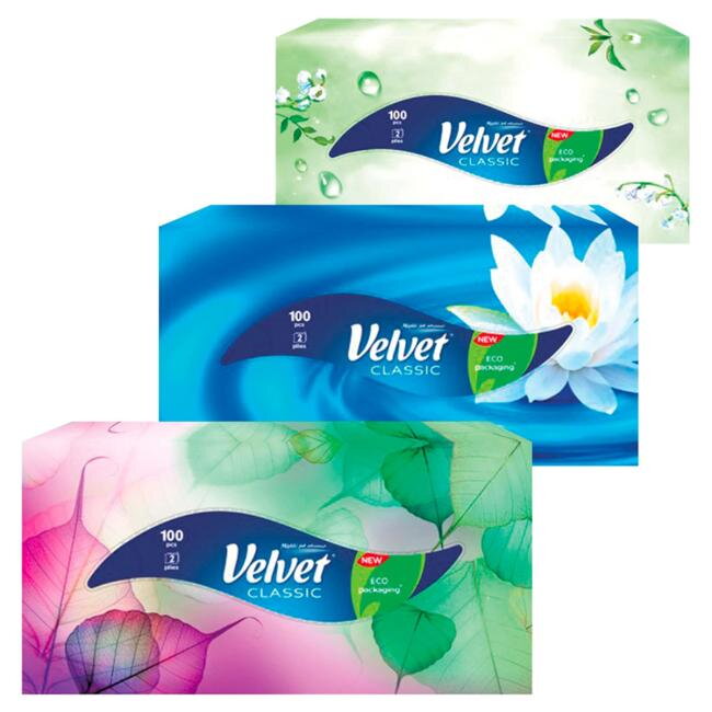 Kozmetické utierky 2-vrstvové Velvet Classic 100ks Kozmetické utierky 2-vrstvové Velvet Classic 100ks