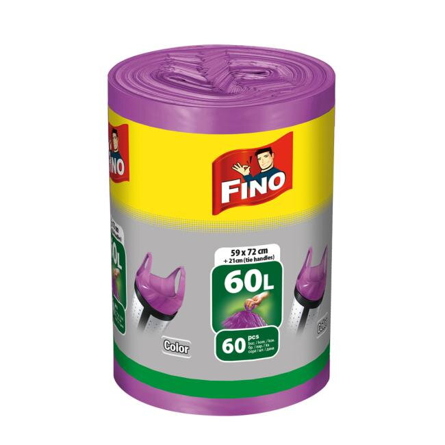 Vrecia zaväzovacie FINO Color 60 ℓ, 13 mic., 59 x 72 cm, fialové (60 ks) Vrecia zaväzovacie FINO Color 60 ℓ, 13 mic., 59 x 72 cm, fialové (60 ks)